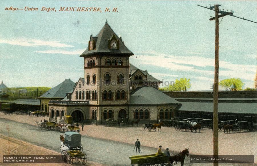 Postcard: Union Depot, Manchester, New Hampshire
